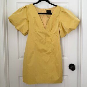 Women DO+BE V Neck Pull Sleeve Mini Dress in Mango Yellow Size Medium